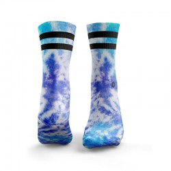 Chaussettes multicolores TIE DYE 2 STRIPES berry blue| HEXXEE SOCKS