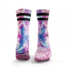 Chaussettes multicolores TIE DYE 2 STRIPES frozen pink and blue| HEXXEE SOCKS