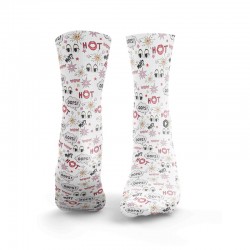 Chaussettes blanches COMIC EYES SOCKS Red | HEXXEE SOCKS