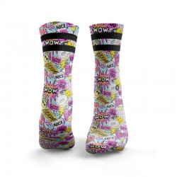 Chaussettes blanches STICKER BOMB 2 STRIPES| HEXXEE SOCKS