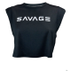 WOMEN'S CUT OFF SLEEVELESS CROP T black for women | SAVAGE BARBELL