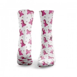 Chaussettes blanches BEBES DINO rose | HEXXEE SOCKS