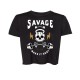 WOMEN'S CUT OFF SLEEVELESS CROP T black for women | SAVAGE BARBELL