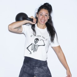Crop t-shirt femme blanc DO YOU EVEN FLEX | VERY BAD WOD x WILL LENNART TATOO