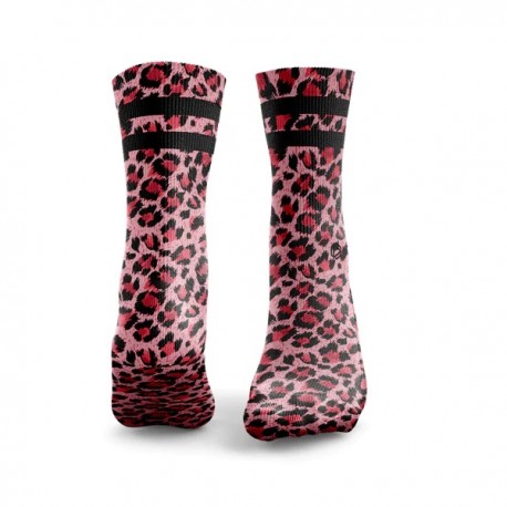 Chaussettes multicolores LEOPARD PRINT rose 2 STRIPES| HEXXEE SOCKS