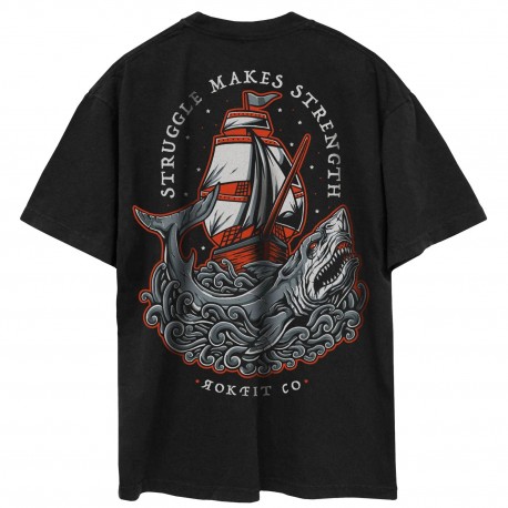 T-Shirt oversize unisexe noir STRUGGLE MAKES STRENGTH | ROKFIT