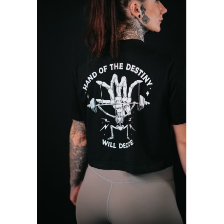 Unisex black oversized Crop Top HAND OF DESTINY | VERY BAD WOD