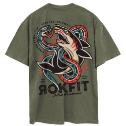 T-Shirt oversize unisexe vert FIERCE STRUGGLE FIERCER TRIUMPH | ROKFIT