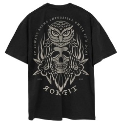 Unisex black oversized T-Shirt IT ALWAYS SEEMS IMPOSSIBLE UNTIL IT S DONE | ROKFIT