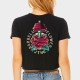 Black training crop T-shirt BARBELL FLOWER | JUSTHANG