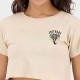 Black training crop T-shirt BARBELL FLOWER | JUSTHANG