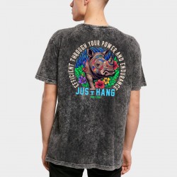 T-Shirt Oversize Homme RHINO noir délavé | JUSTHANG