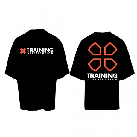 T-Shirt oversize unisexe noir TRAINING DISTRIBUTION orange et blanc | TRAINING DISTRIBUTION