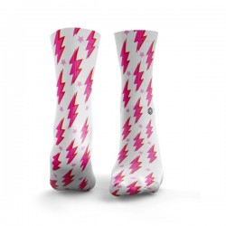 Chaussettes blanches LIGHTNING BOLTS PINK | HEXXEE SOCKS