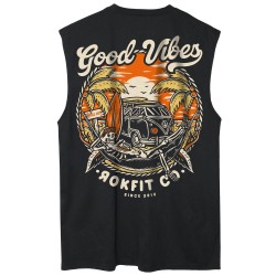 Men's black sport Sleeveless tee GOOD VIBES | ROKFIT