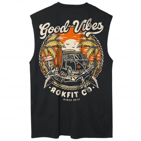 T-Shirt sans manches Homme noir GOOD VIBES | ROKFIT