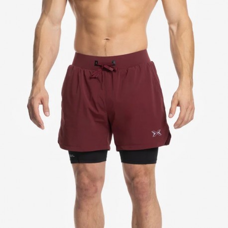 COMPRESION Short 2 in 1 Burgundy for men| PICSIL