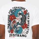 T-shirt sport unisexe Justhang Koi Carp blanc porté en séance de CrossFit®