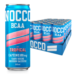 NOCCO Tropical boisson BCAA tropicale sans sucre – pack 24 canettes
