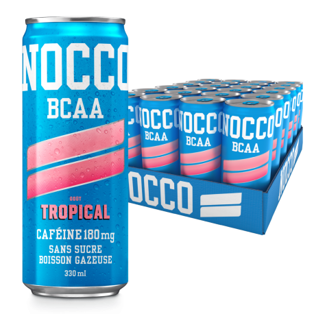NOCCO Tropical boisson BCAA tropicale sans sucre – pack 24 canettes