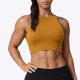 Crop brassière intégrée Very Bad Wod femme jaune moutarde pour WOD, fitness et musculation