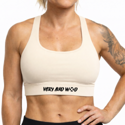 Brassière Helen blanc crème femme Very Bad Wod pour CrossFit et fitness, maintien stretch confortable
