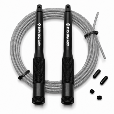 Corde à sauter CrossFit Very Bad Wod Velocity 2.0 câble gris transparent