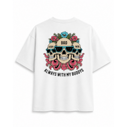 Unisex white oversized T-Shirt ALWAYS WITH MY BUDDYS | VERY BAD WOD