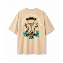 Unisex brown grege oversized T-Shirt WAKE UP BEFORE TIME CAP | VERY BAD WOD