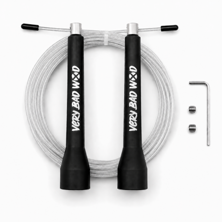 Corde à sauter gris transparent performance pour boxe et CrossFit®