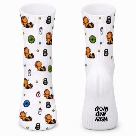 Chaussettes Very Bad Socks Capybara SITUP blanc à motifs pour fitness