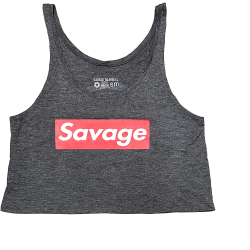 Crop top Femme SAVAGE BOX logo gris pour Athlète - SAVAGE BARBELL