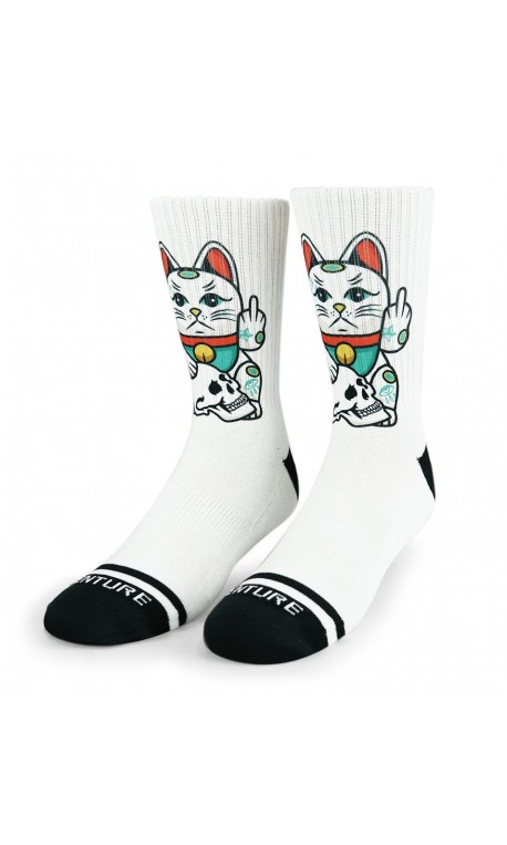 Chaussettes blanches ANGRY CAT | WODABLE