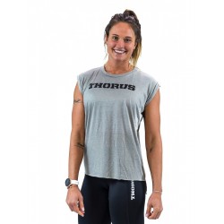 T-shirt GREY rolled up sleeves for women | THORUS
