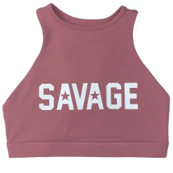 Training bra pink HIGH NECK RUSTY for women - SAVAGE BARBELL