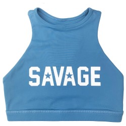 Brassière sport bleue HIGH NECK STEEL BLUE | SAVAGE BARBELL