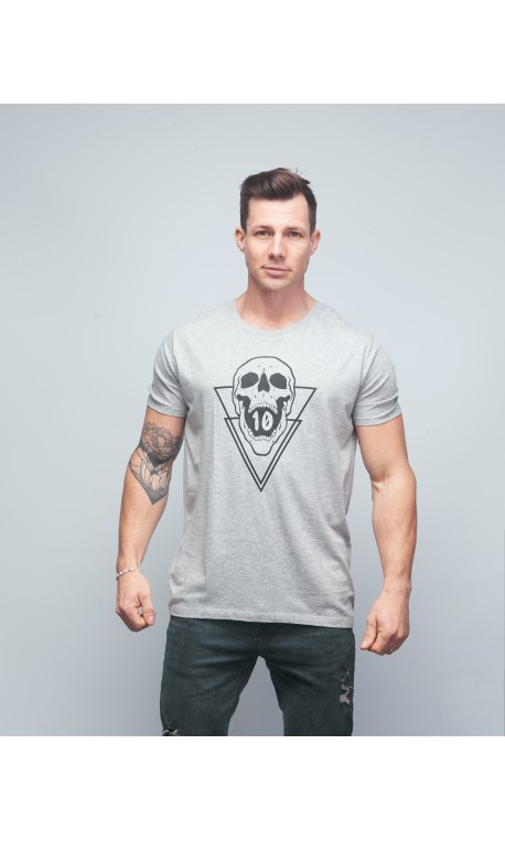 T-shirt unisexe gris SKULL| VERY BAD WOD x WILL LENNART TATOO